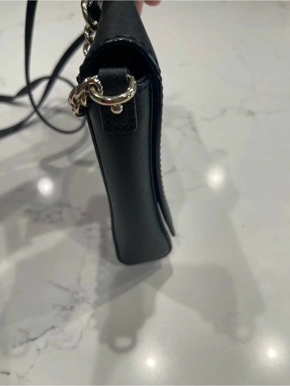 kate spade Black Saffiano Crossbody with Gold Chain Strap